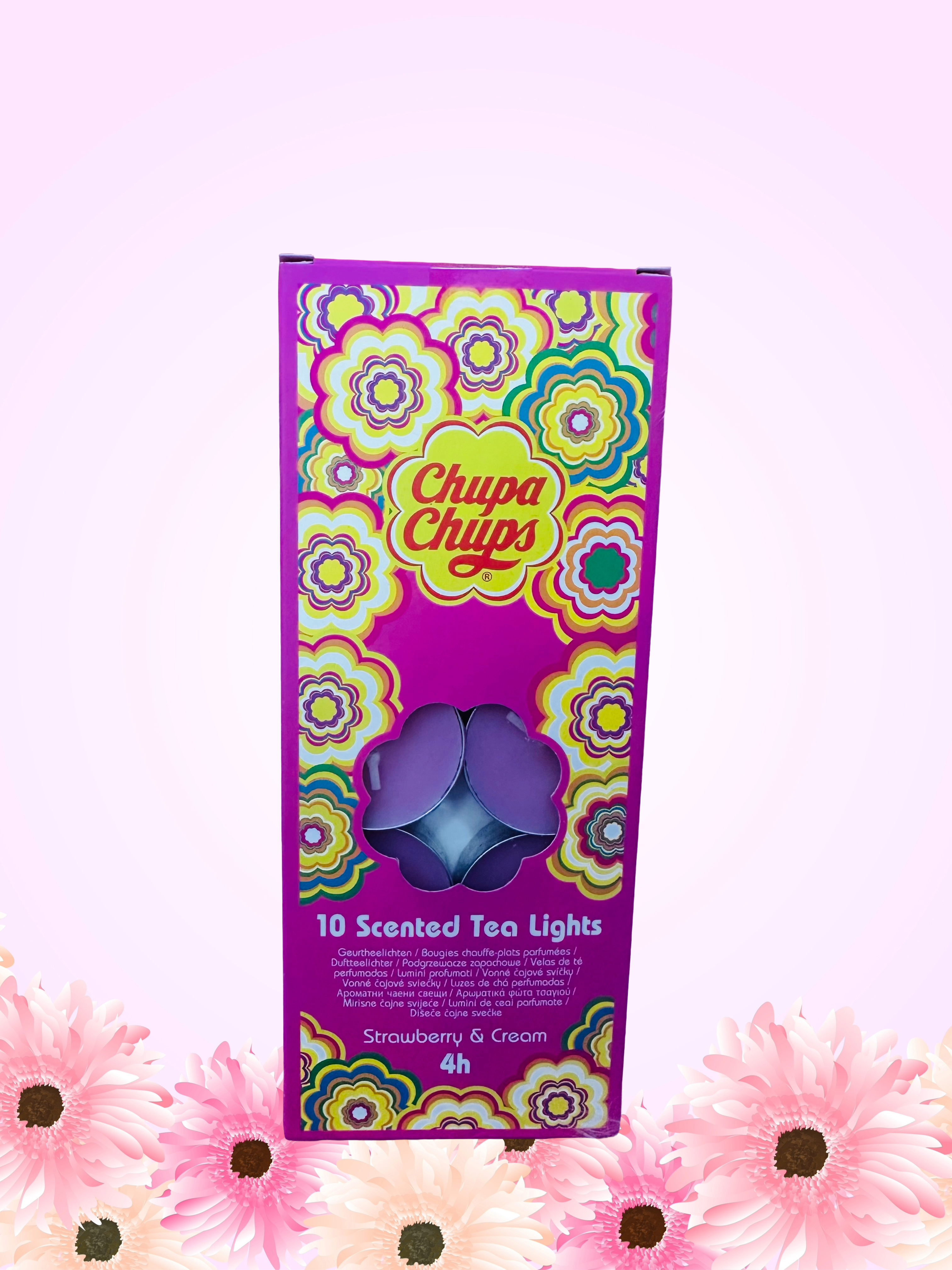10 Candele Chupa Chups gusto Panna e Fragola