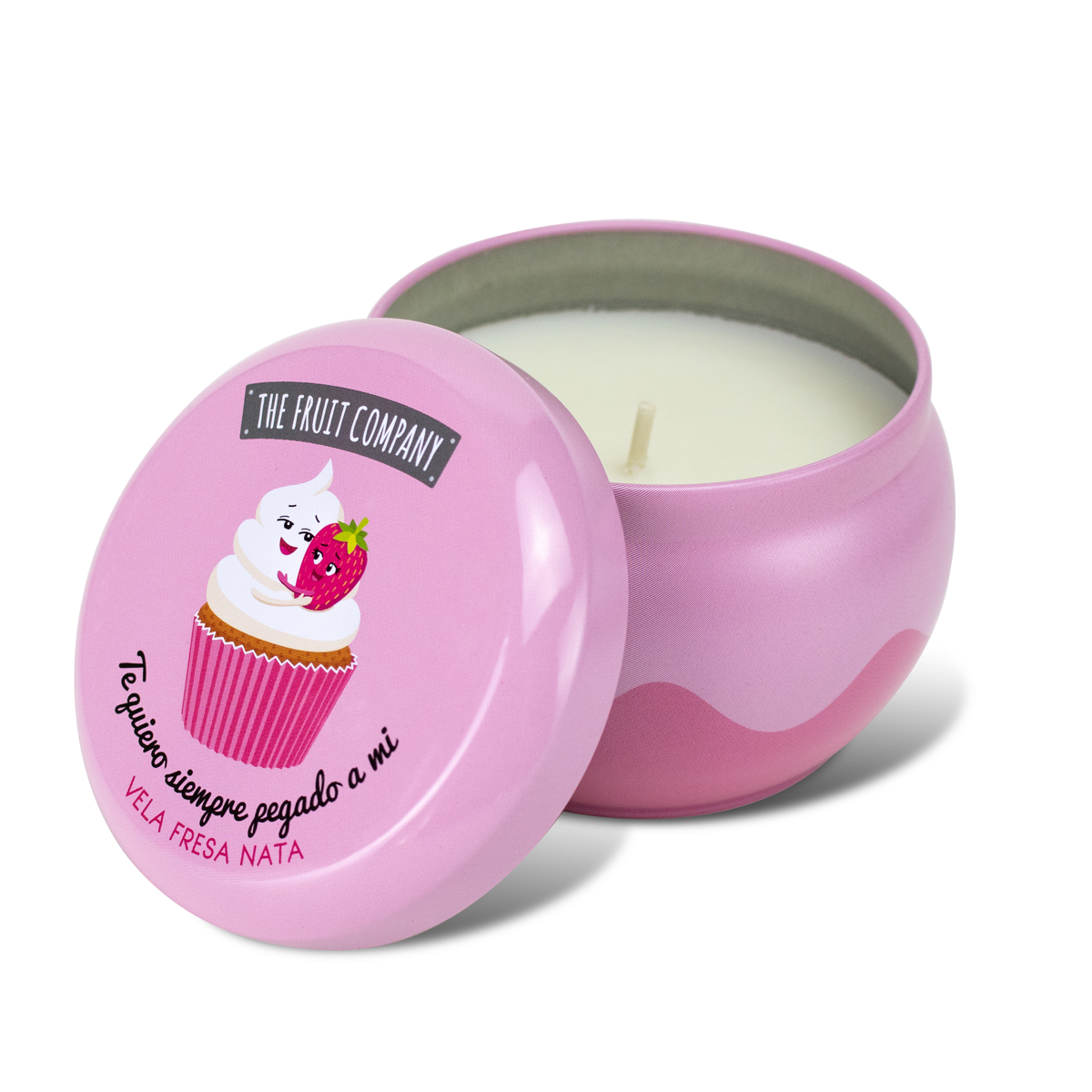 CANDELA IN LATTA  PANNA E FRAGOLA